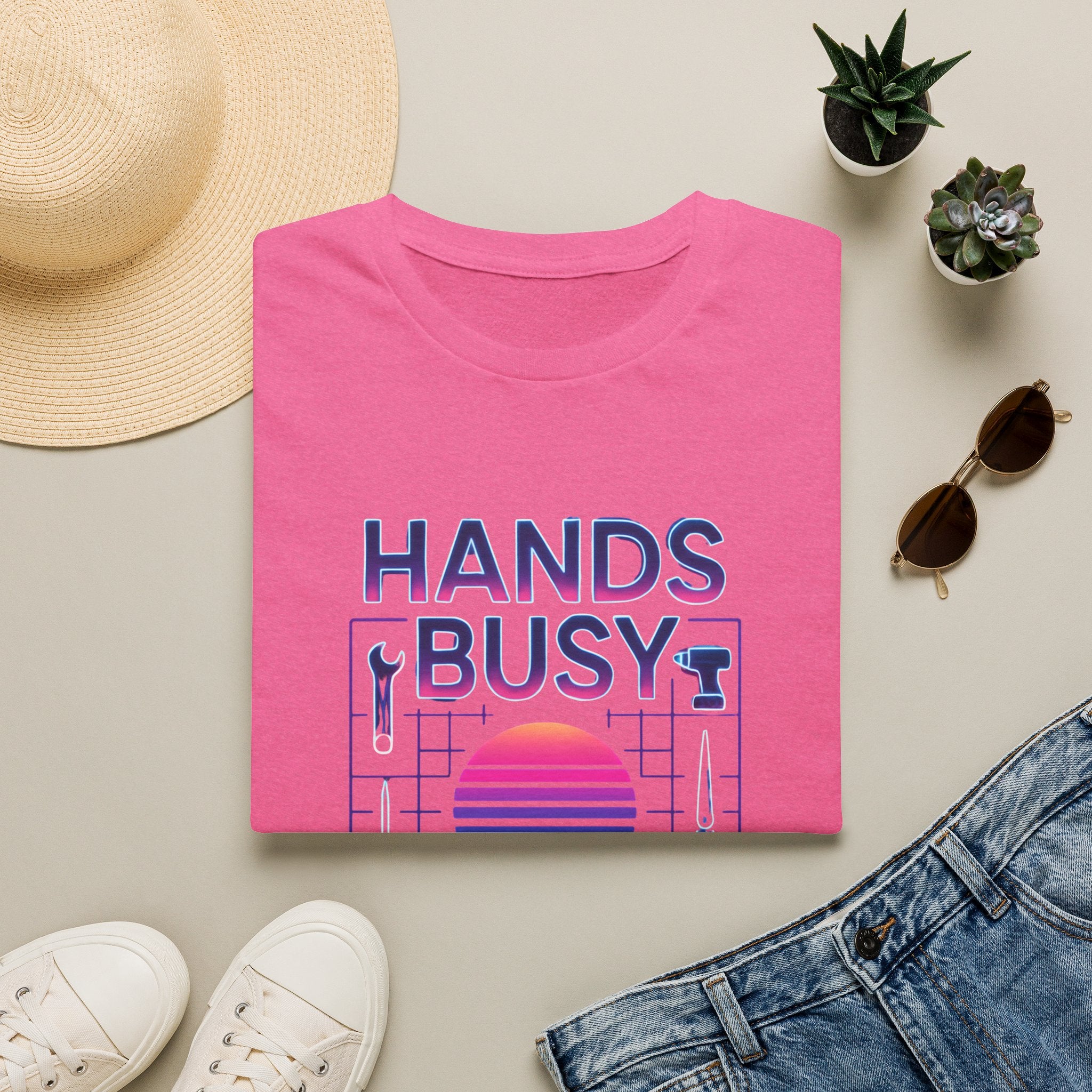 Busy Hands Neon Sign T-Shirt