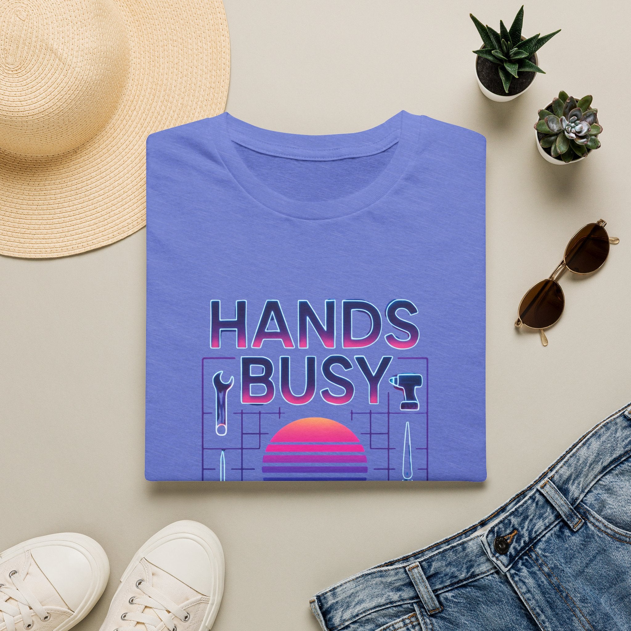 Busy Hands Neon Sign T-Shirt