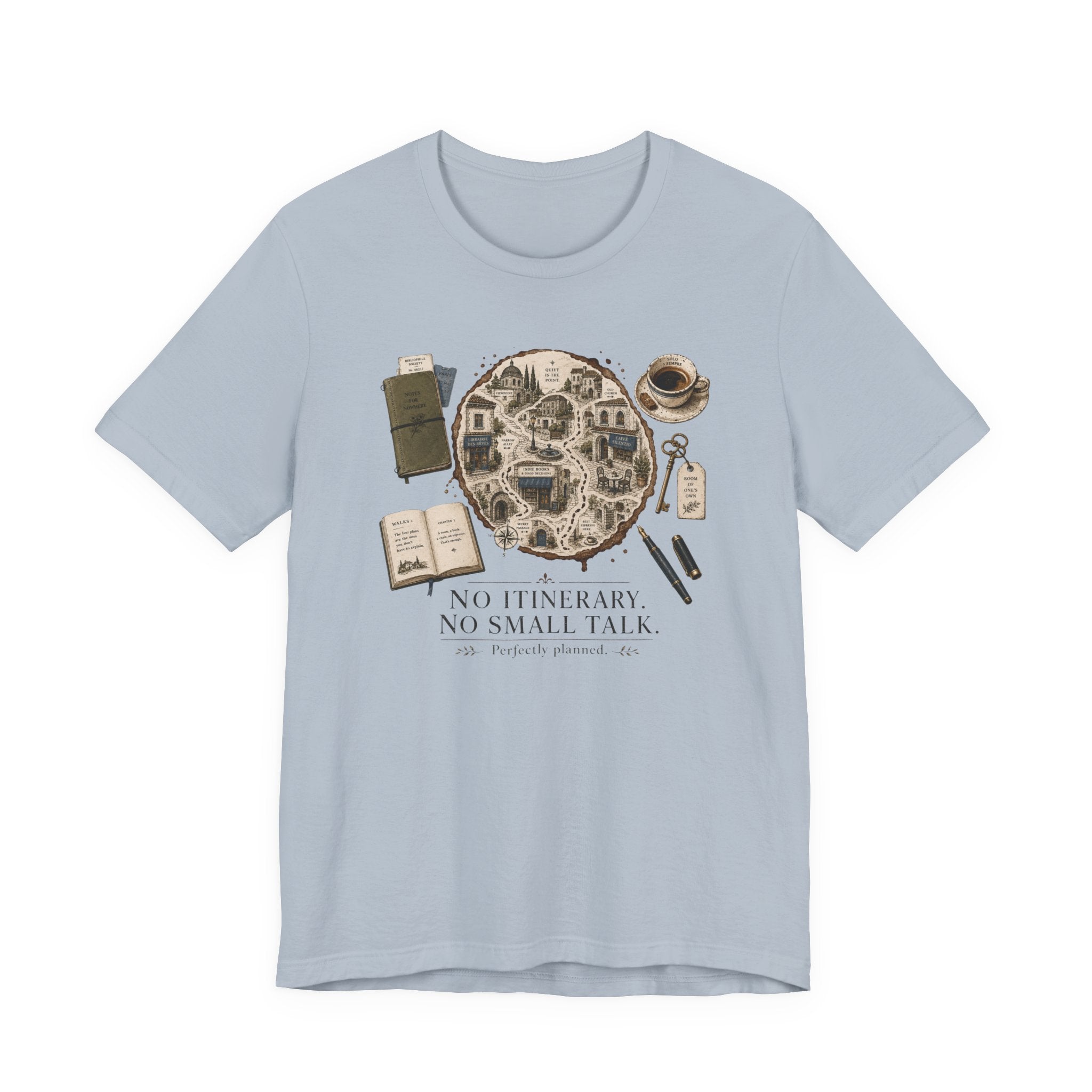 "No Itinerary, No Small Talk" Map T-Shirt