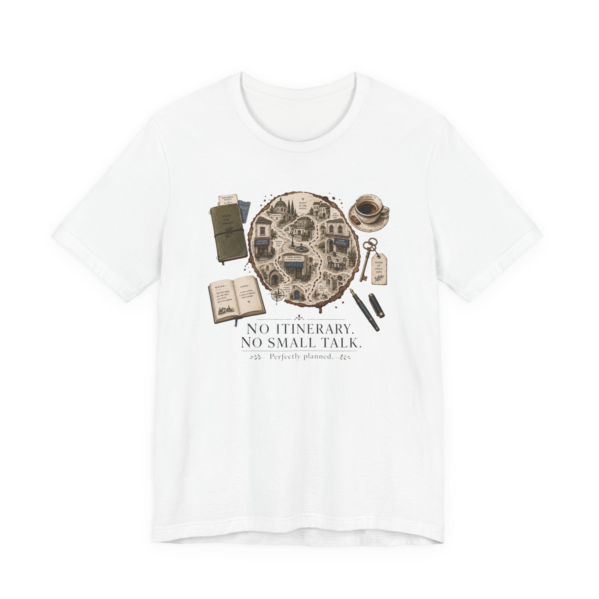 "No Itinerary, No Small Talk" Map T-Shirt