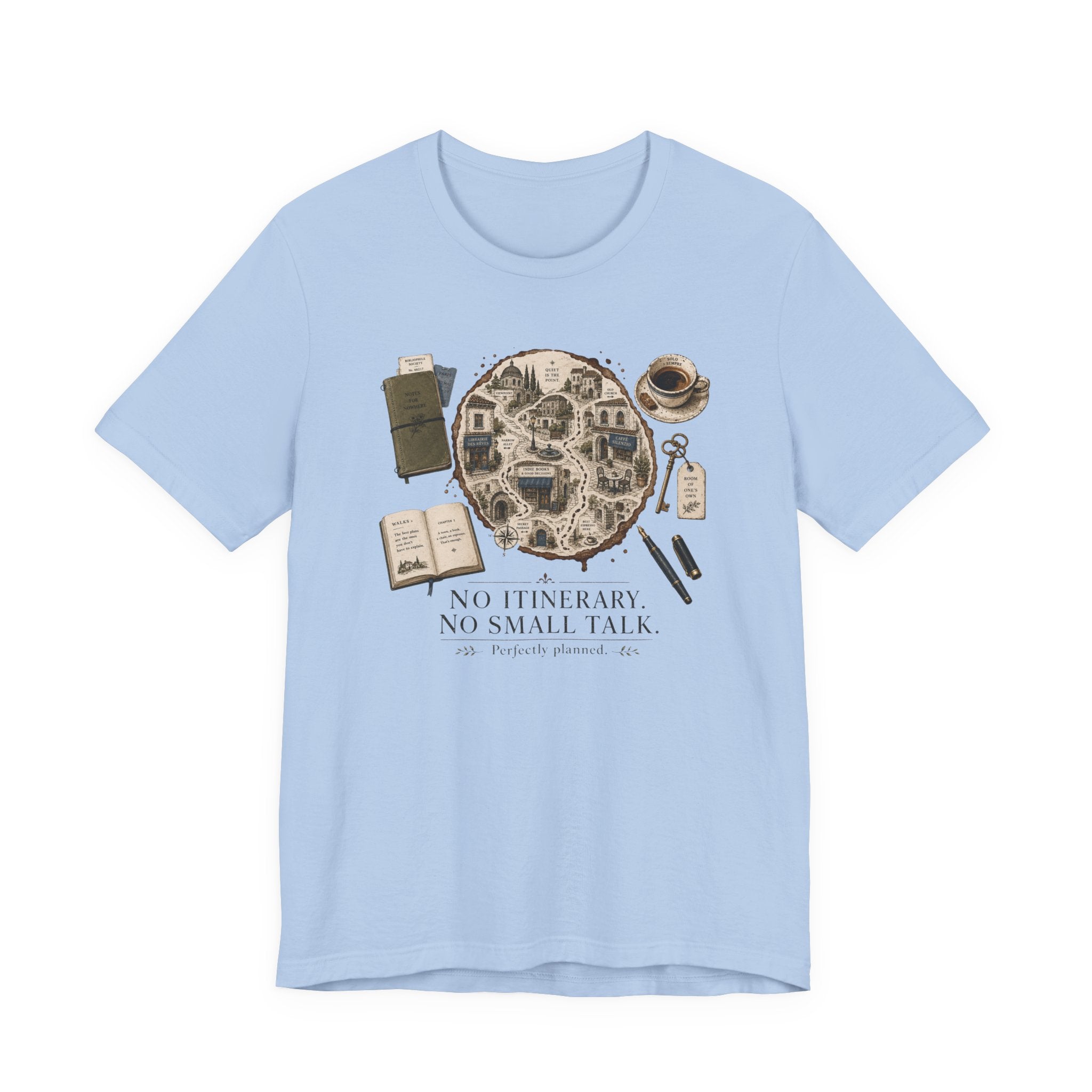 "No Itinerary, No Small Talk" Map T-Shirt
